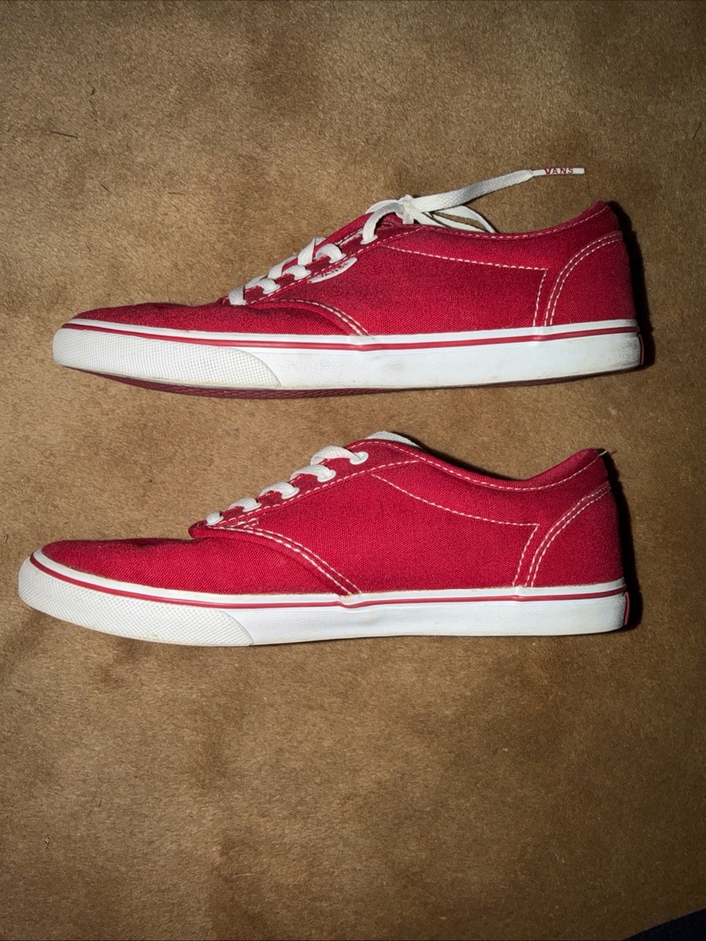 Vans Women's Red Canvas Low-Top Sneakers -size 6